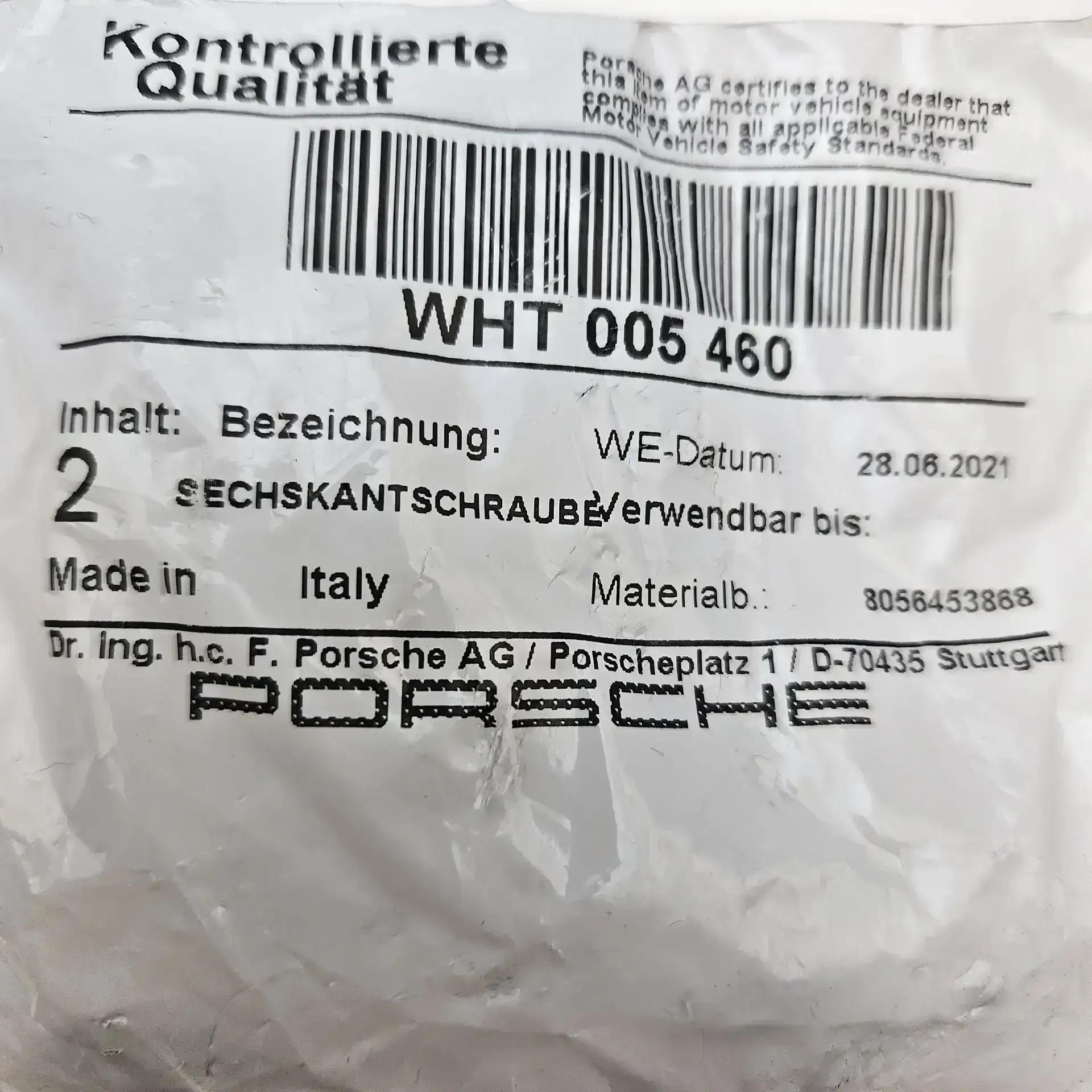 OEM VAG WHT005460 – Suspension control arm bolt